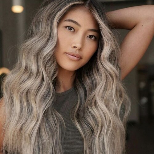 Long, cool ash blonde hair