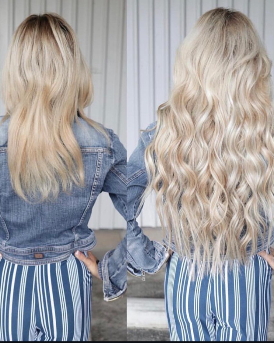 Long blonde hair photographed in daylight