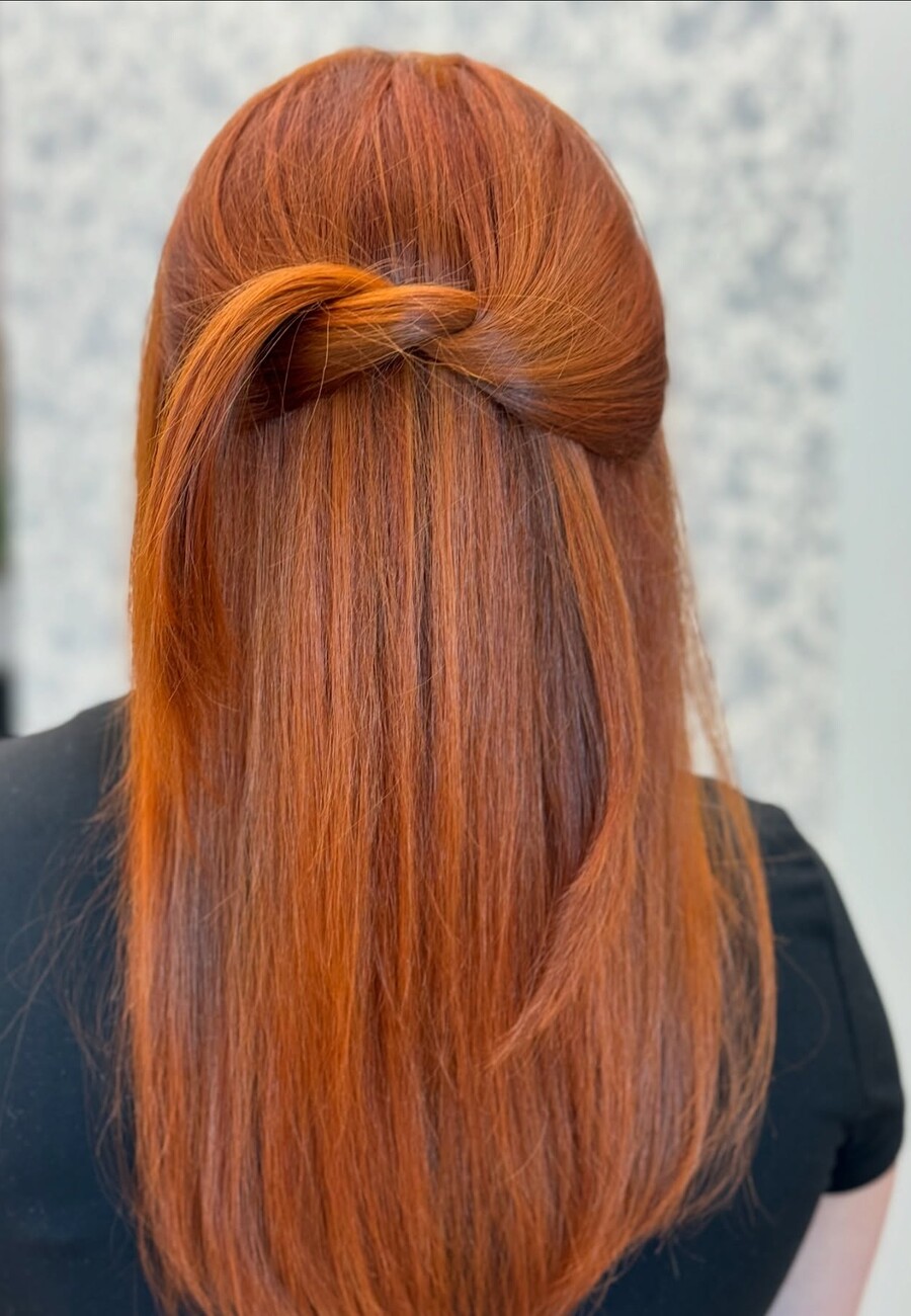 Copper, worn half up