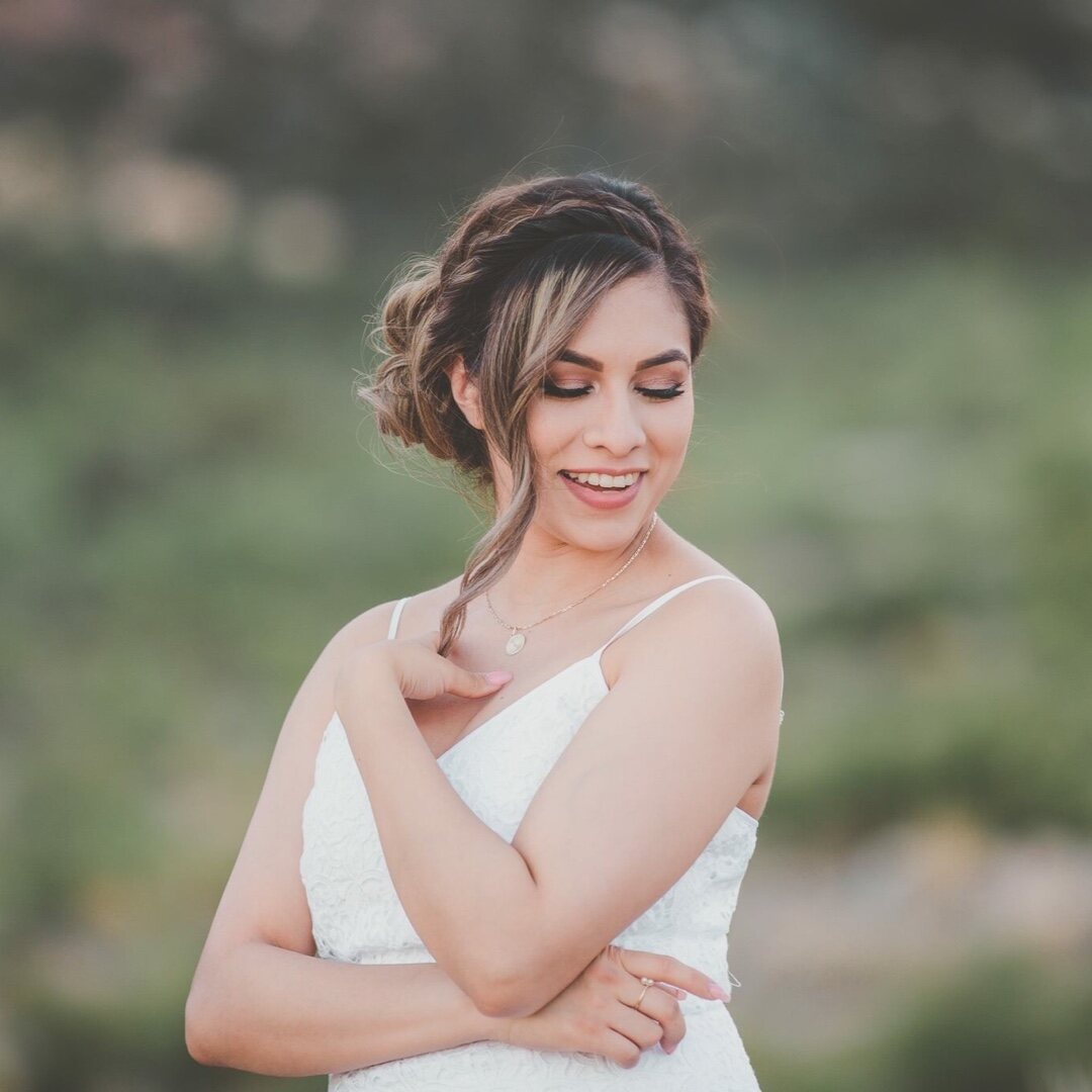 A bride's loose, romantic updo