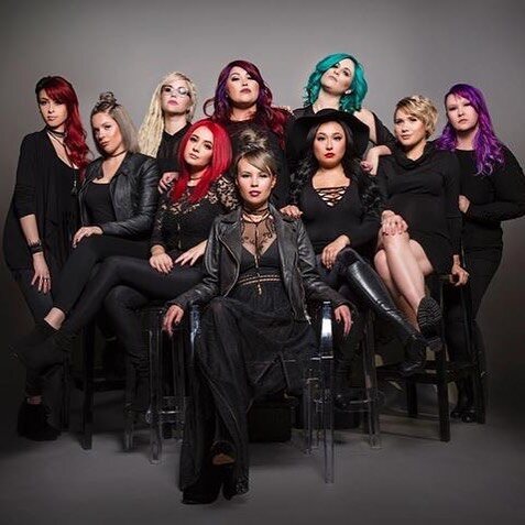 The Layla team, hair in every color, posed together